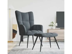 Sale Poltrona | Cadeira Relax com banco veludo cinzento-escuro SHL640119 Cinza antracite
