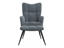 Sale Poltrona | Cadeira Relax com banco veludo cinzento-escuro SHL640119 Cinza antracite