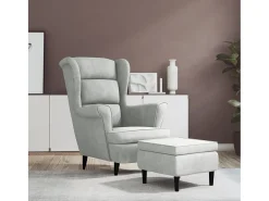 Poltrona | Cadeira Relax com banco veludo -claro SHL332935^ Poltrona