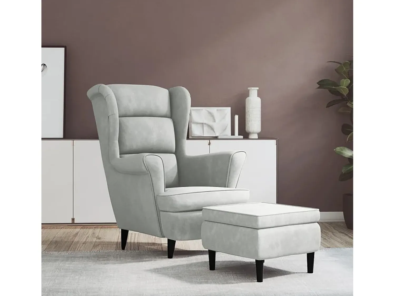 Poltrona | Cadeira Relax com banco veludo -claro SHL332935^ Poltrona