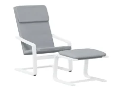 Poltrona | Cadeira Relax com banco p/ pés tecido cinza-claro SHL113497^ Poltrona