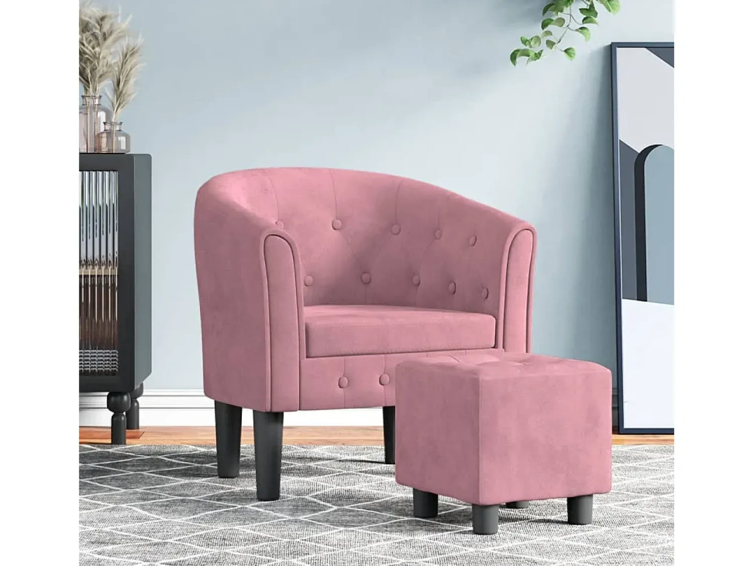 Hot Poltrona | Cadeira Relax com apoio de pés veludo SHL406657 Rosa