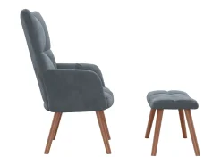 Poltrona| Poltrona | Cadeira Relax com banco veludo cinzento-escuro SHL609431 Cinza antracite
