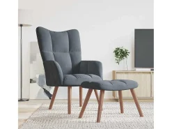 Poltrona| Poltrona | Cadeira Relax com banco veludo cinzento-escuro SHL609431 Cinza antracite