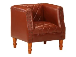 New Poltrona | Cadeira Relax couro de cabra genuíno SHL805079 Castanho
