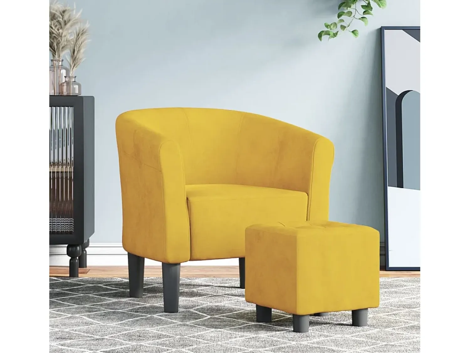 Poltrona| Poltrona | Cadeira Relax com apoio de pés veludo SHL59349 Amarelo