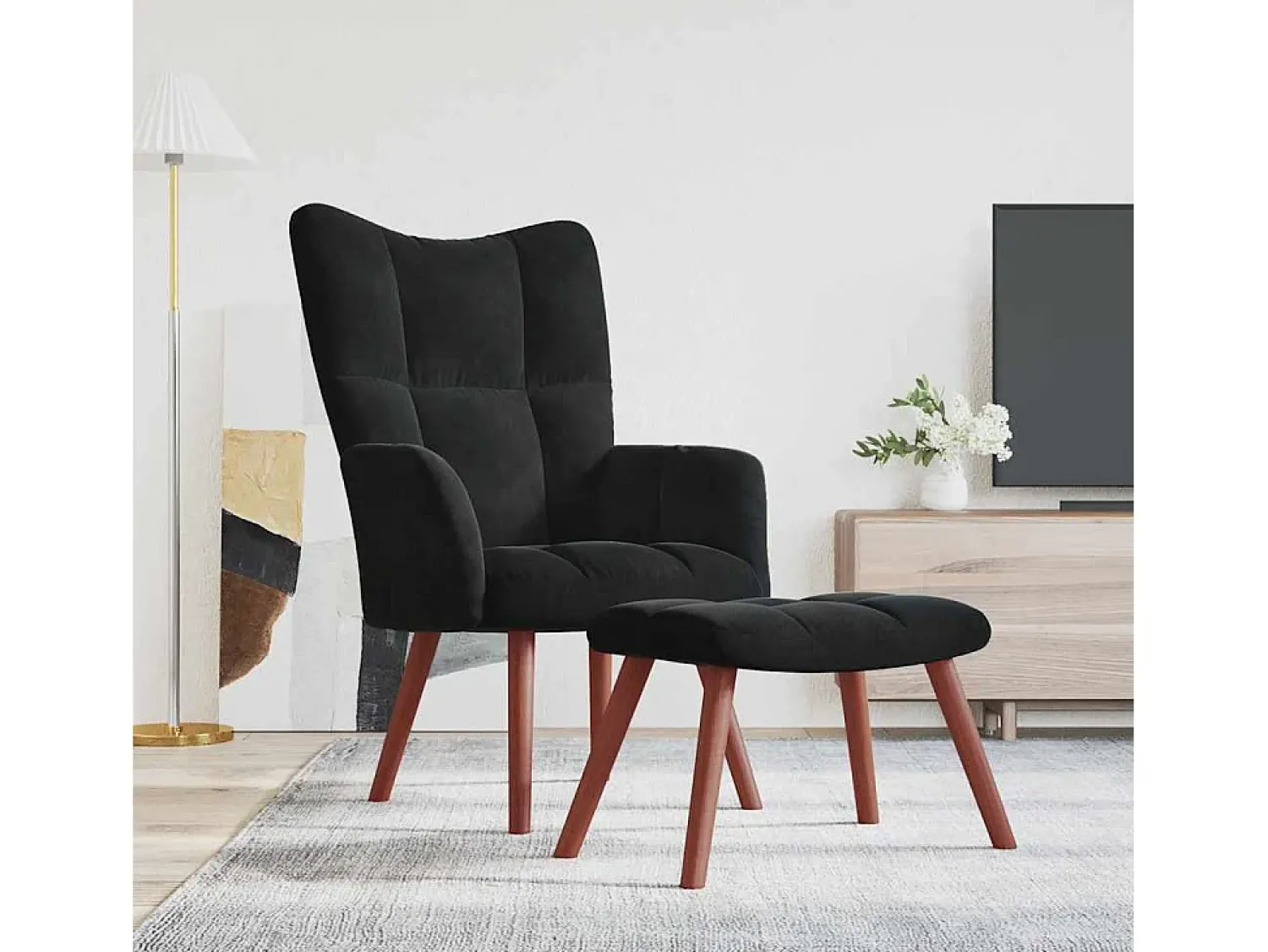 Poltrona | Cadeira Relax com banco veludo SHL645016^ Poltrona