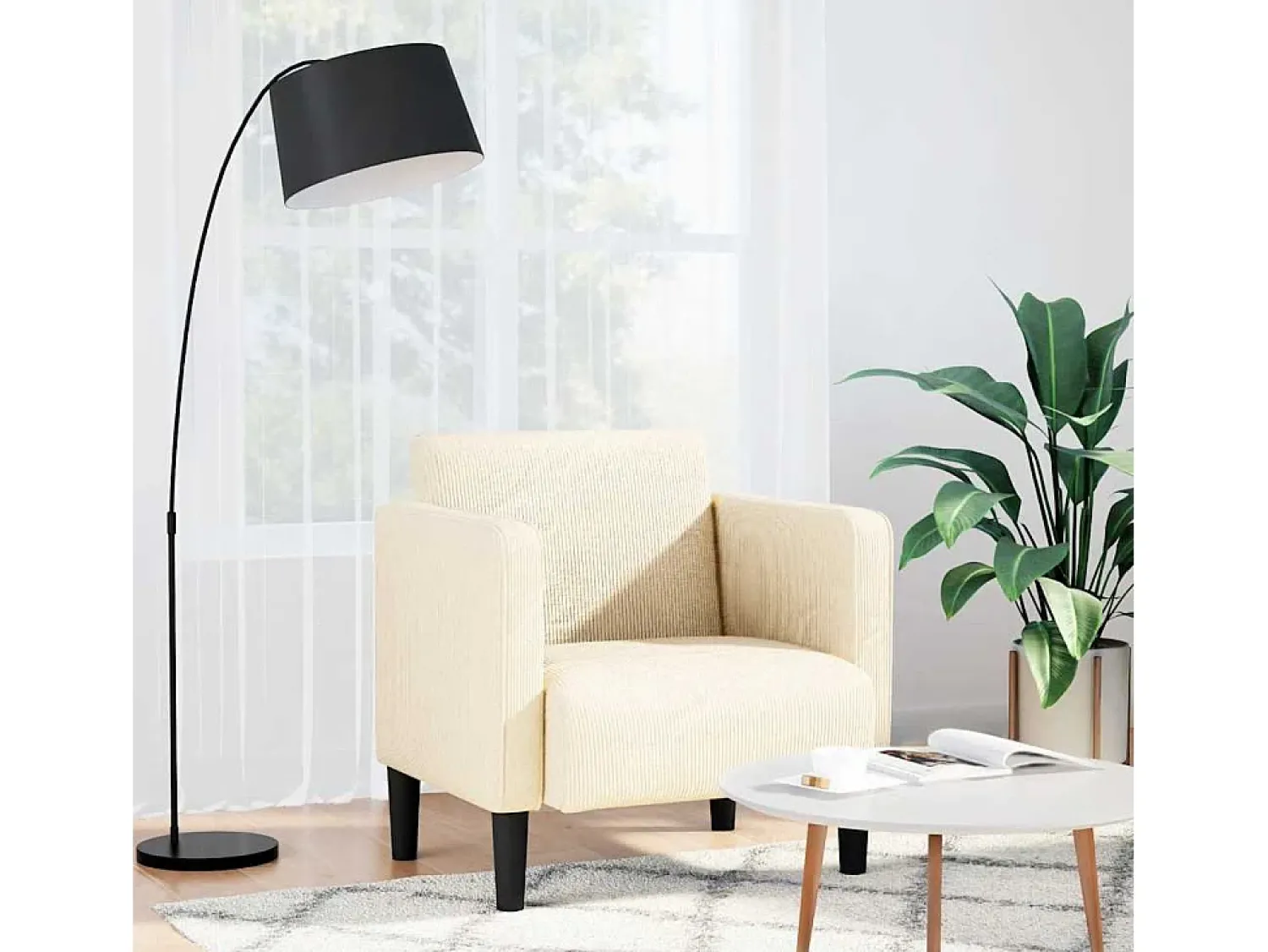 Poltrona* Poltrona | Cadeira Relax com apoio de braços 54 cm tecido corduroy SHL306567 Creme