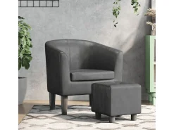 Poltrona* Poltrona | Cadeira Relax com apoio de pés couro artificial SHL763651 Cinzento