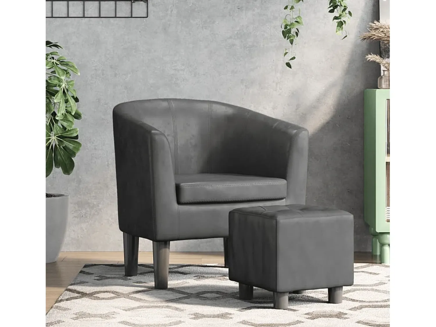 Poltrona* Poltrona | Cadeira Relax com apoio de pés couro artificial SHL763651 Cinzento