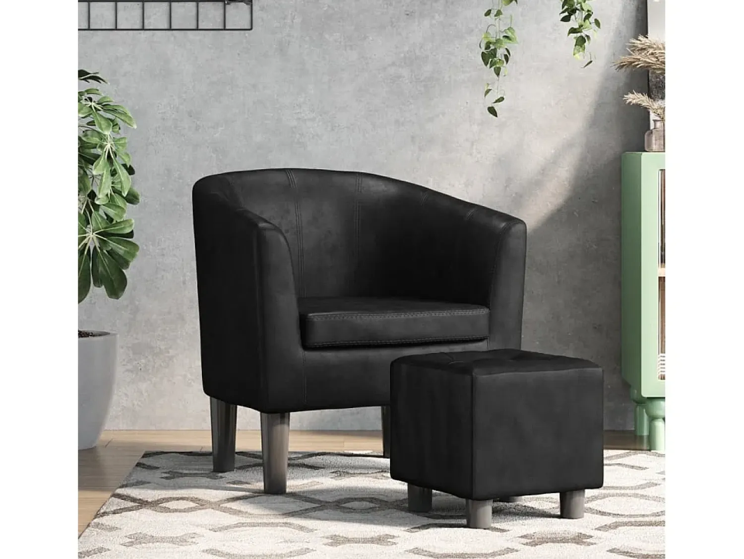 Poltrona* Poltrona | Cadeira Relax com apoio de pés couro artificial SHL436921 Preto