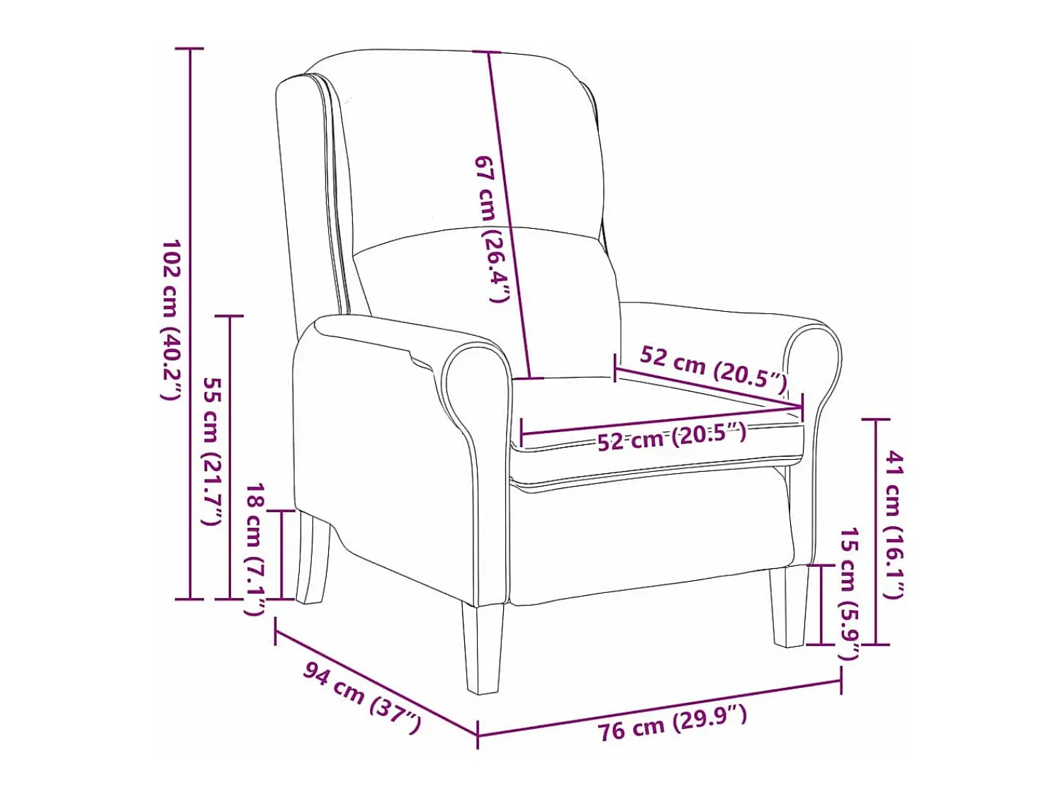 Best Poltrona | Cadeira Relax Cinzento escuro 76x94x102 cm tecido SHL600936 Cinza antracite