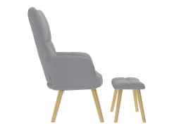 Poltrona | Cadeira Relax com banco p/ pés tecido cinza-claro SHL102292^ Poltrona