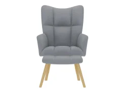 Poltrona | Cadeira Relax com banco p/ pés tecido cinza-claro SHL102292^ Poltrona