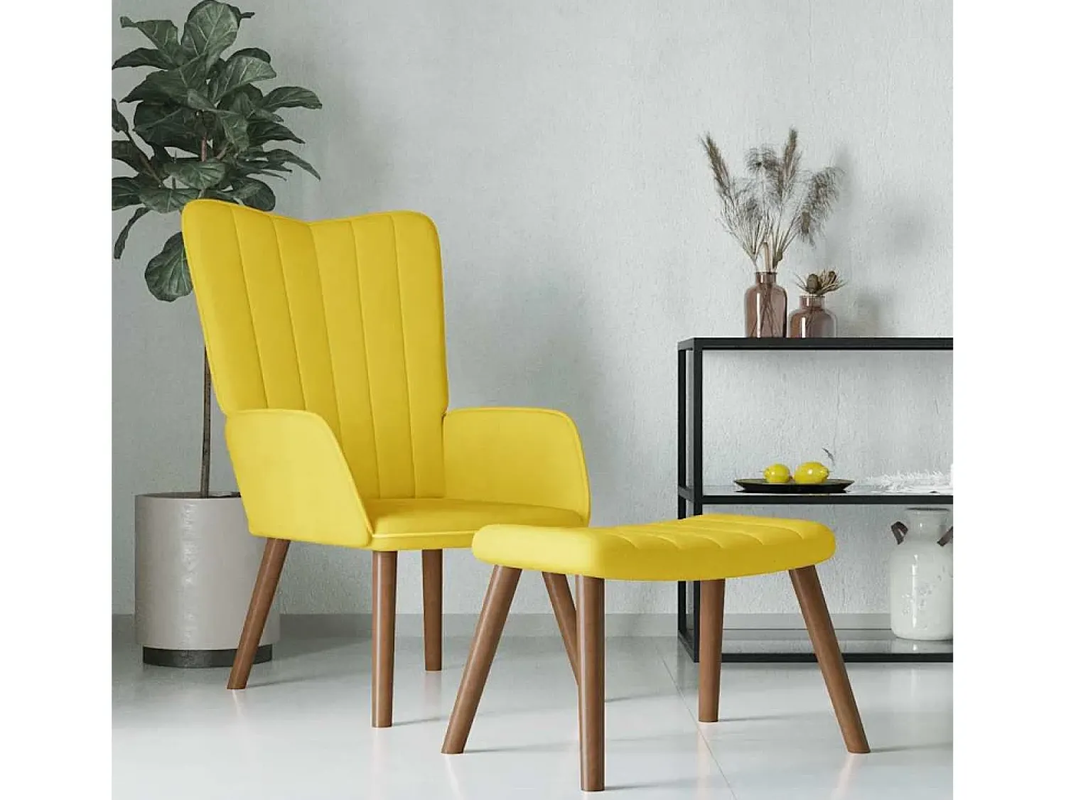 Poltrona | Cadeira Relax com banco veludo mostarda SHL461117^ Poltrona