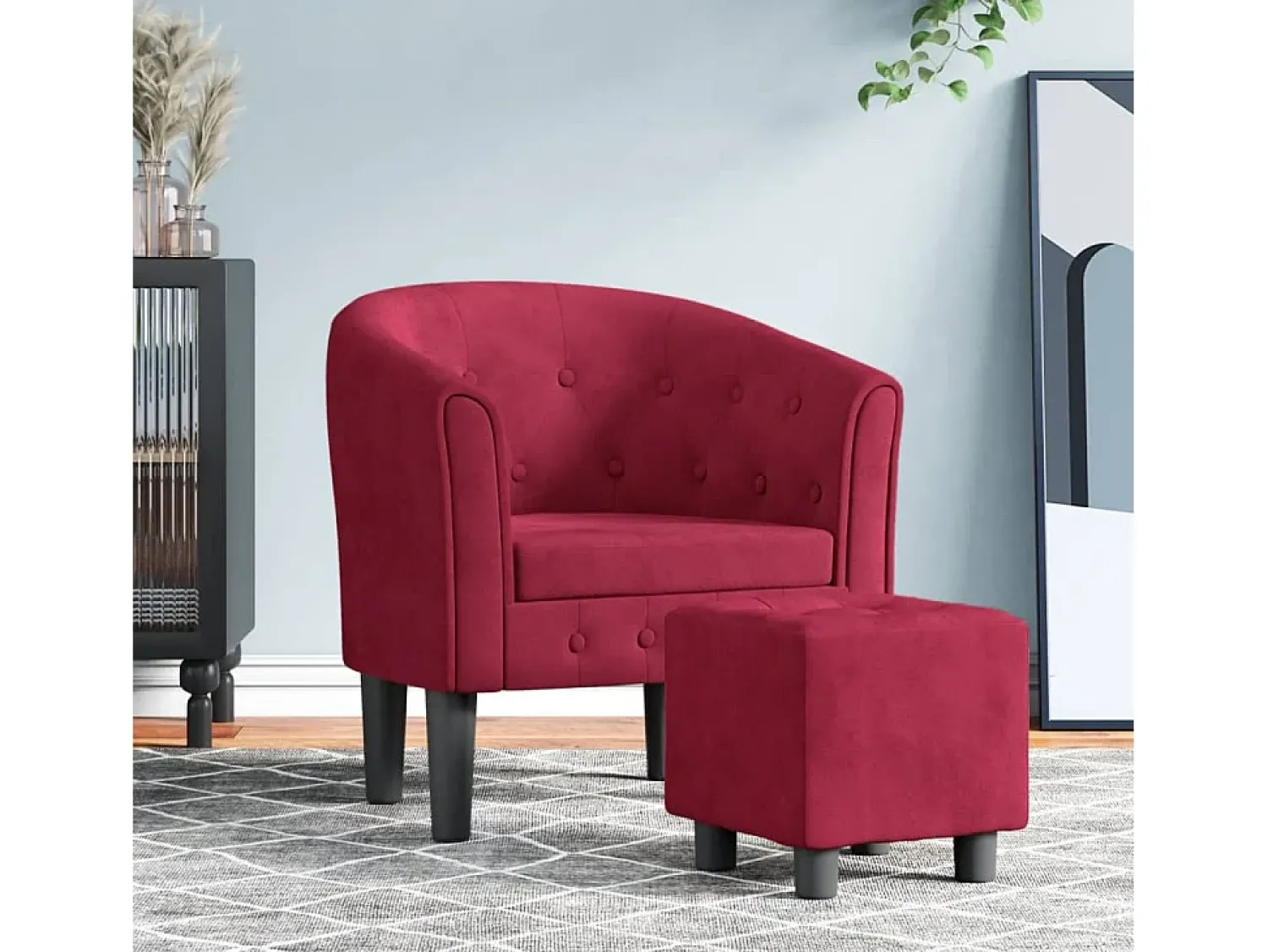 Poltrona* Poltrona | Cadeira Relax com apoio de pés veludo -tinto SHL792212 Vermelho