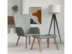 Poltrona | Cadeira Relax com banco veludo -claro SHL943681^ Poltrona
