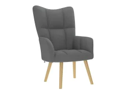 Poltrona | Cadeira Relax com banco p/ pés tecido cinza-escuro SHL574071^ Poltrona