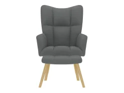 Poltrona | Cadeira Relax com banco p/ pés tecido cinza-escuro SHL574071^ Poltrona