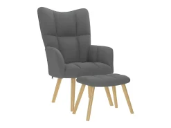 Poltrona | Cadeira Relax com banco p/ pés tecido cinza-escuro SHL574071^ Poltrona
