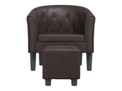 Poltrona* Poltrona | Cadeira Relax com apoio de pés couro artificial SHL319125 Castanho