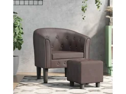 Poltrona* Poltrona | Cadeira Relax com apoio de pés couro artificial SHL319125 Castanho