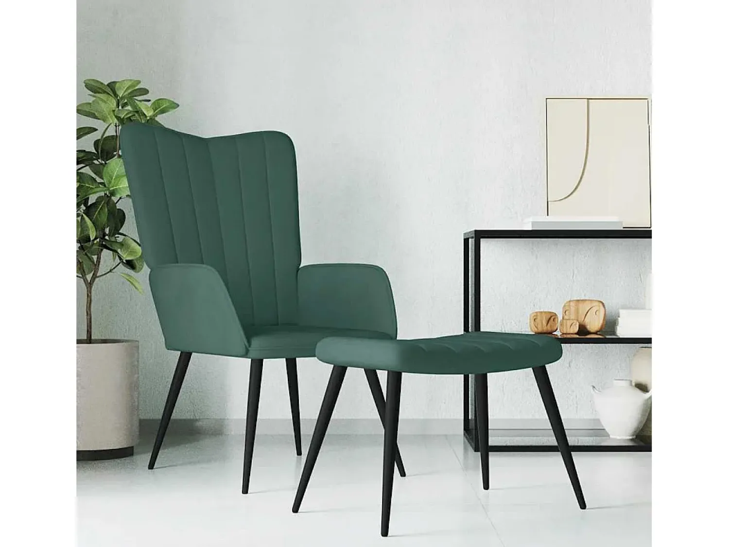 Best Poltrona | Cadeira Relax com banco veludo verde-escuro SHL687586 Verde pinho