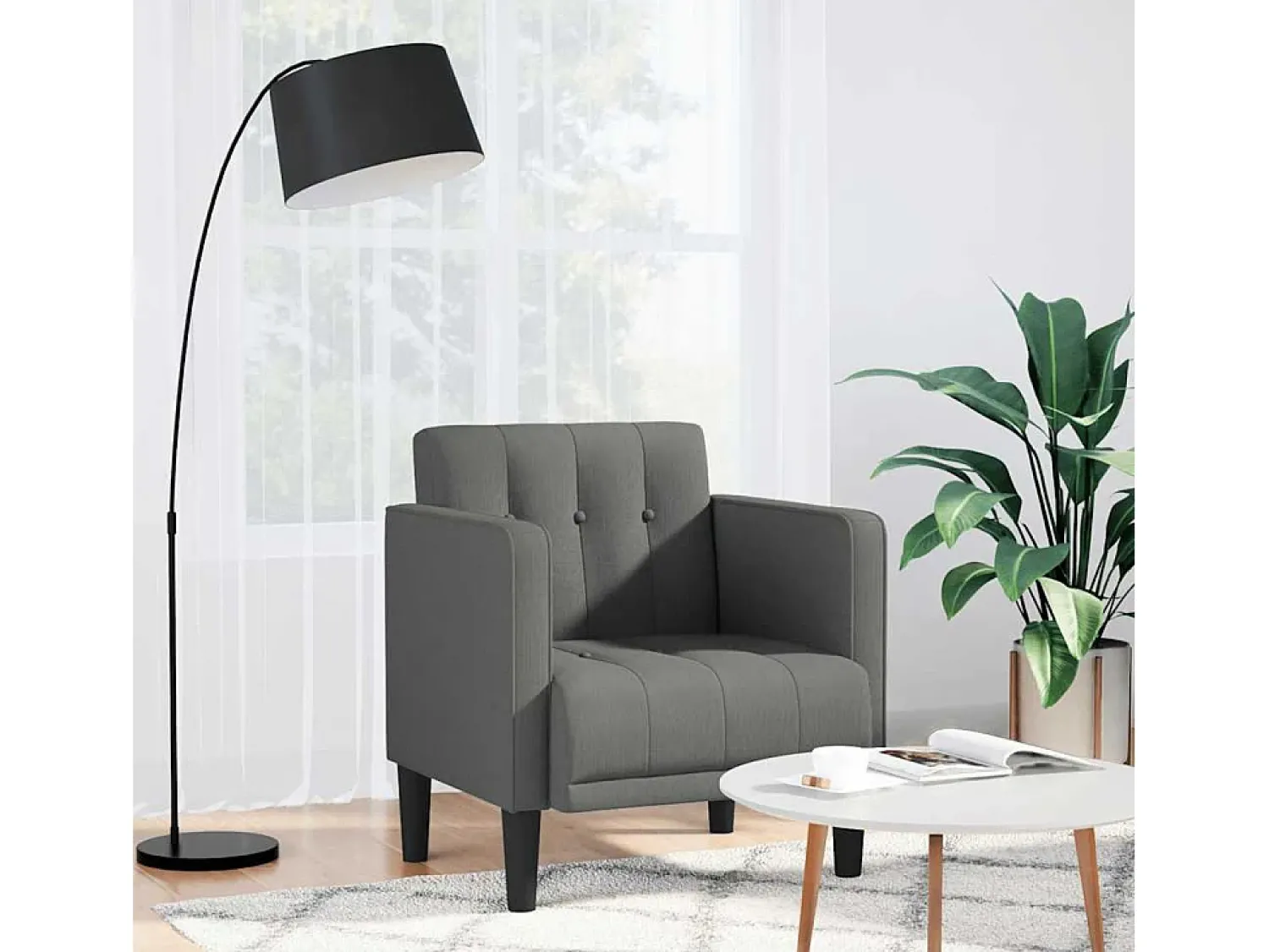 Clearance Poltrona | Cadeira Relax com apoio de braços 53 cm tecido cinzento-escuro SHL350621 Cinza antracite