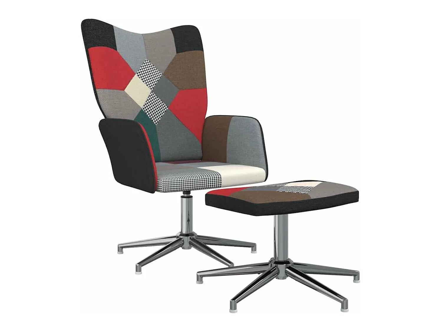 Poltrona* Poltrona | Cadeira Relax com banco tecido de retalhos SHL892751 Multicor