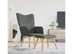Poltrona | Cadeira Relax com banco tecido cinzento-escuro SHL128443^ Poltrona