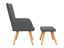 Poltrona | Cadeira Relax com banco tecido cinzento-escuro SHL128443^ Poltrona