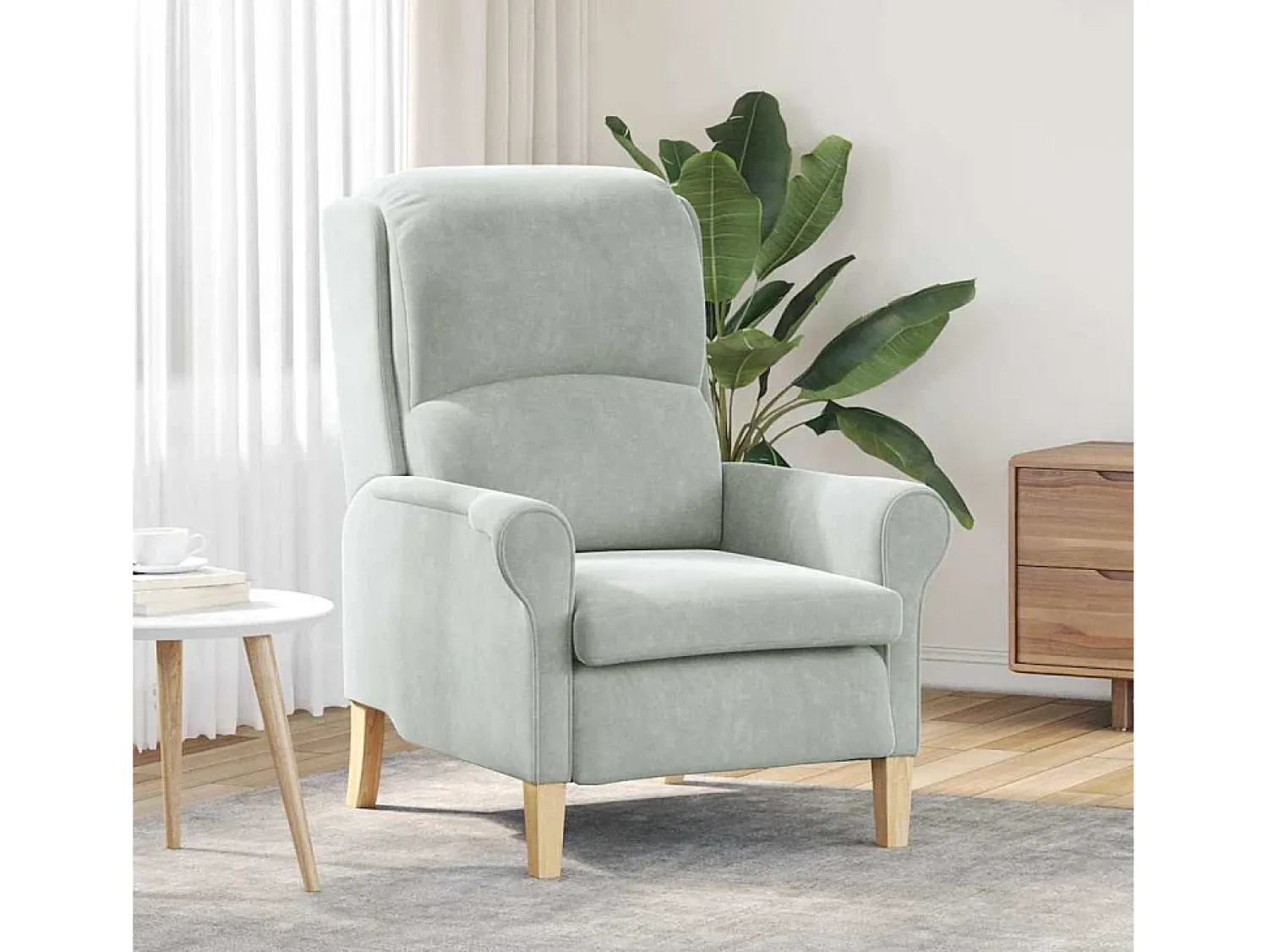 Poltrona | Cadeira Relax Cinzento-claro 76x94x102 cm Veludo SHL279081^ Poltrona