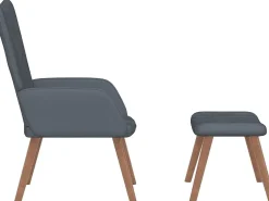 Poltrona| Poltrona | Cadeira Relax com banco veludo cinzento-escuro SHL640264 Cinza antracite