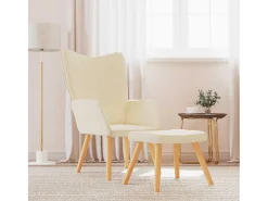 Poltrona | Cadeira Relax com banco tecido cor SHL788582 Creme