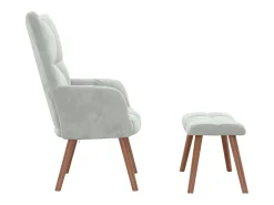 Poltrona* Poltrona | Cadeira Relax com banco veludo -claro SHL781882 Cinzento