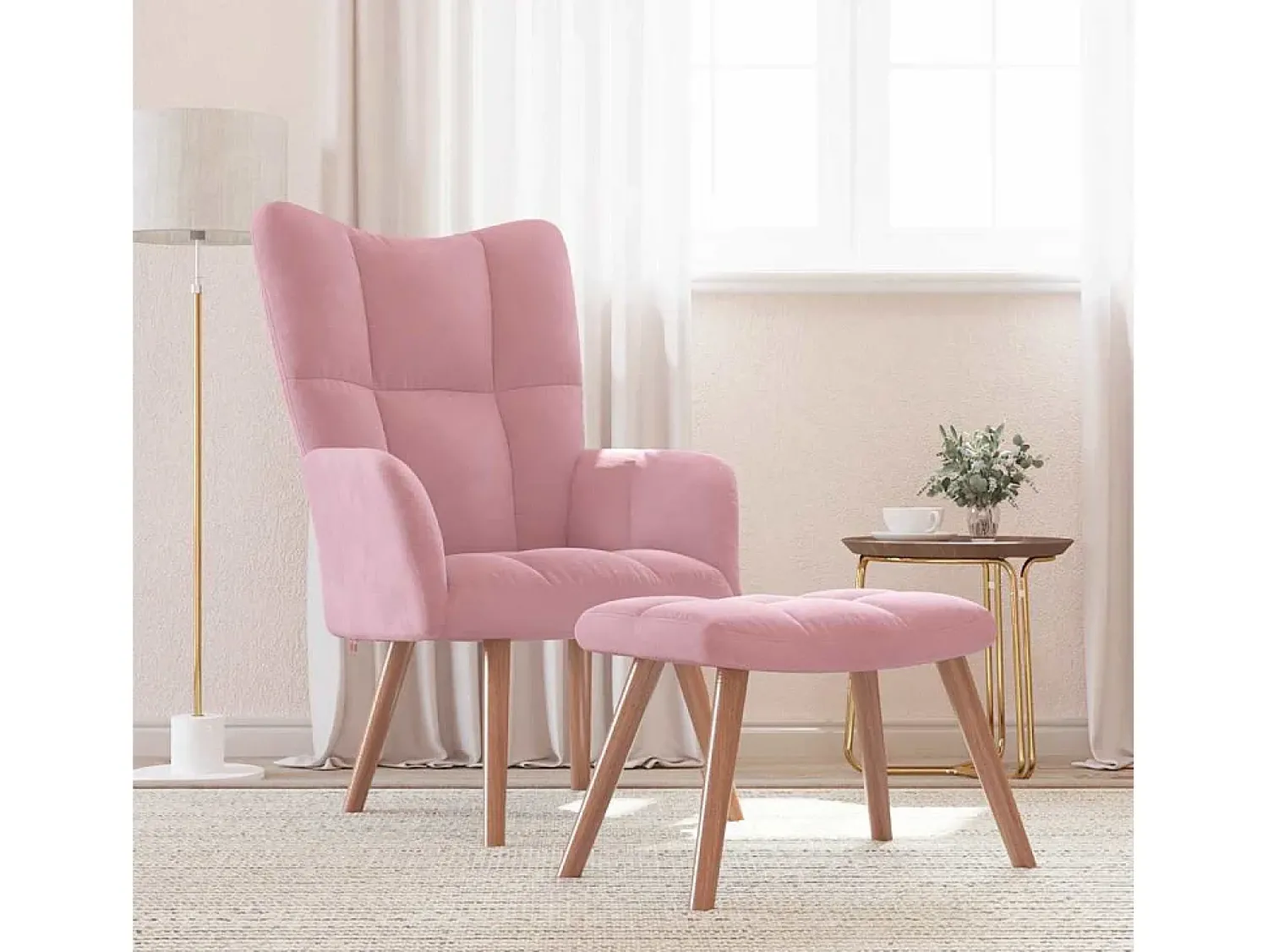 Best Poltrona | Cadeira Relax com banco veludo SHL17667 Rosa