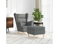 Hot Poltrona | Cadeira Relax com apoio de pés tecido cinzento-escuro SHL874363 Cinza antracite