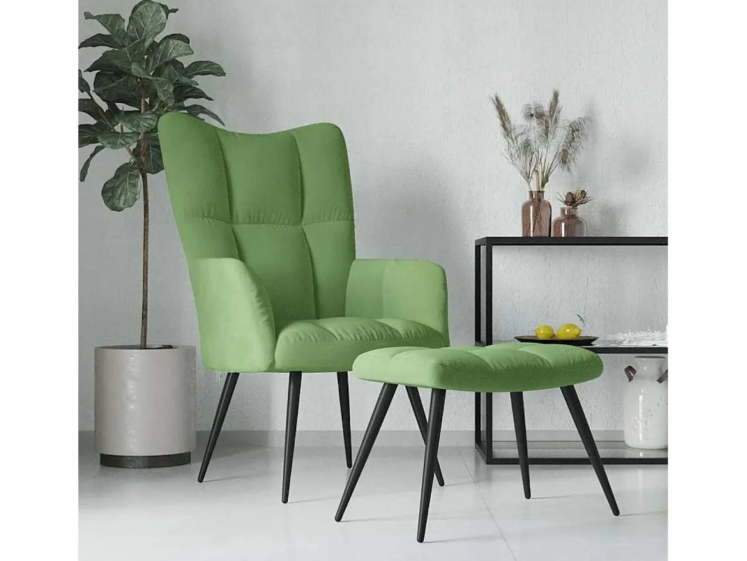 Hot Poltrona | Cadeira Relax com banco veludo -claro SHL695810 Verde