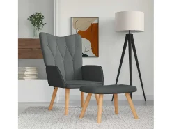 Poltrona | Cadeira Relax com banco tecido cinzento-escuro SHL432815 Cinza antracite