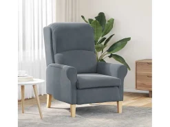 Poltrona| Poltrona | Cadeira Relax escuro 76x94x102 cm Veludo SHL191653 Cinzento