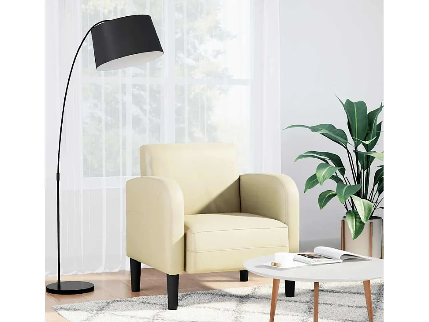 Poltrona* Poltrona | Cadeira Relax com apoios de braços 54 cm couro artificial SHL405816 Creme