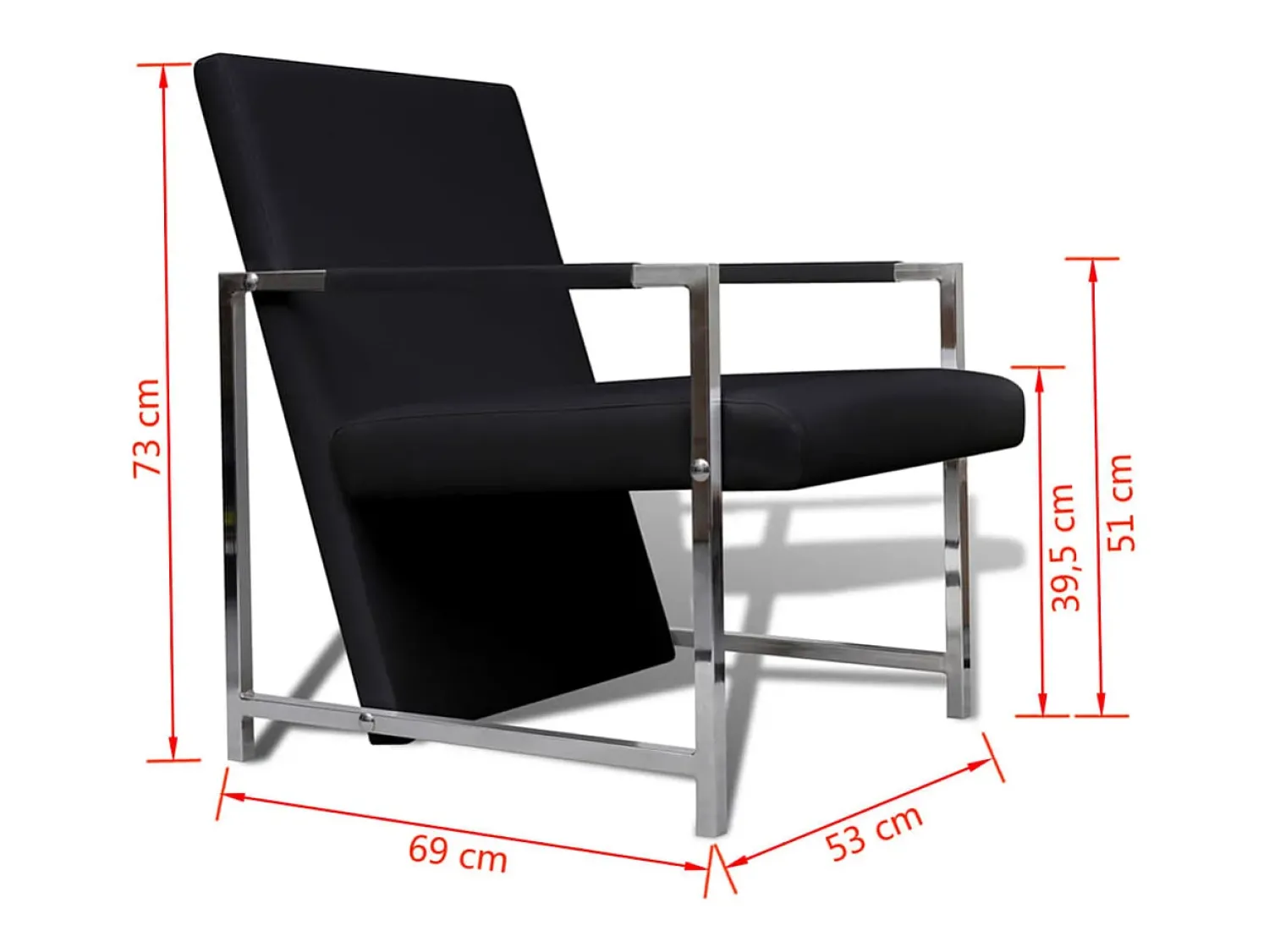 Poltrona| Poltrona | Cadeira Relax com pés cromados couro artificial SHL76316 Preto