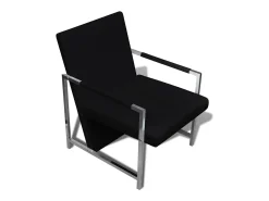 Poltrona| Poltrona | Cadeira Relax com pés cromados couro artificial SHL76316 Preto