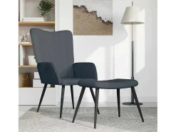 Poltrona| Poltrona | Cadeira Relax com banco veludo cinzento-escuro SHL825407 Cinza antracite