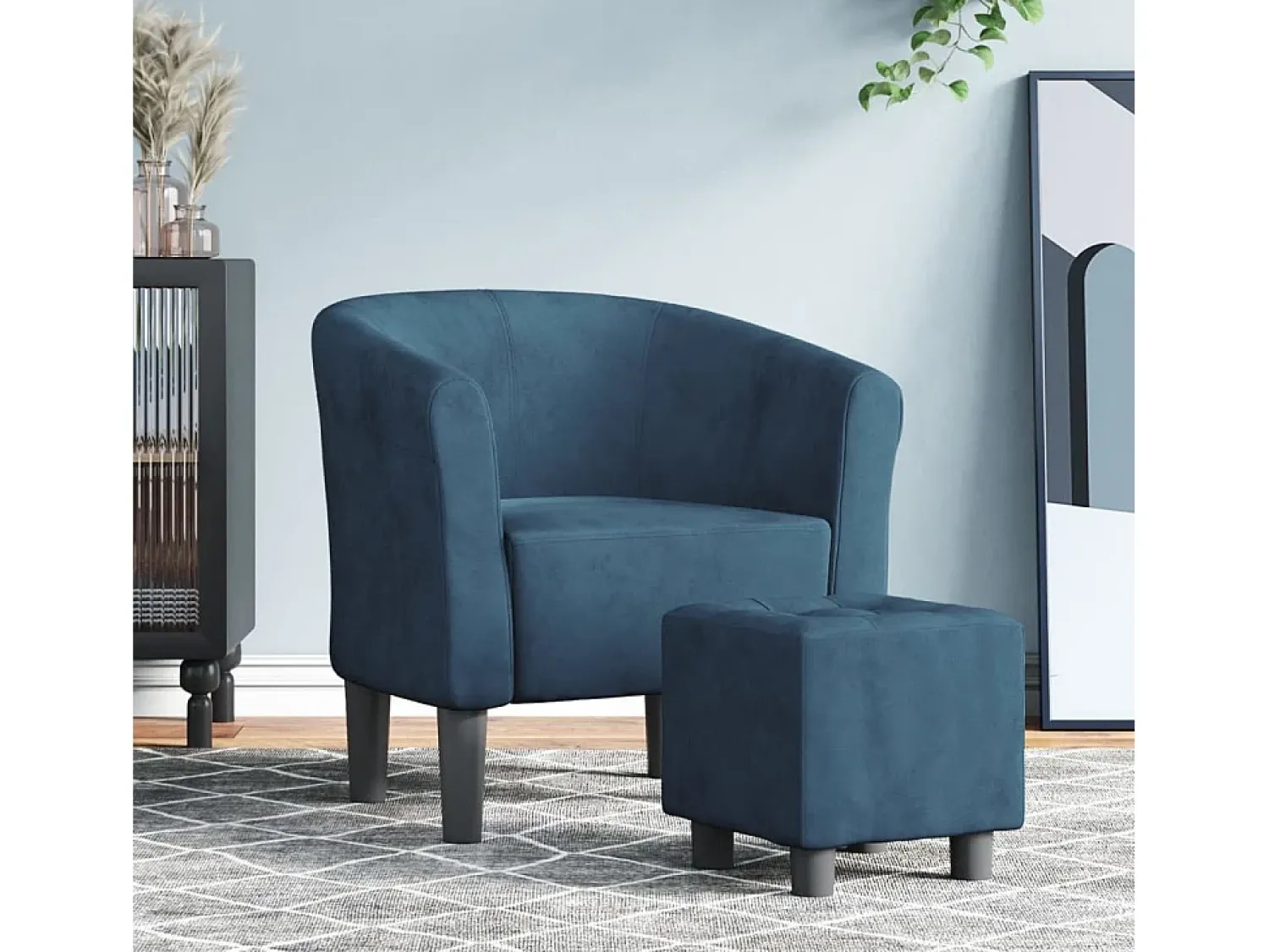 Poltrona| Poltrona | Cadeira Relax com apoio de pés veludo azul-escuro SHL502001 Azul escuro