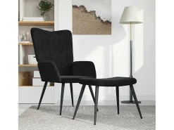 Poltrona| Poltrona | Cadeira Relax com banco veludo SHL952788 Preto