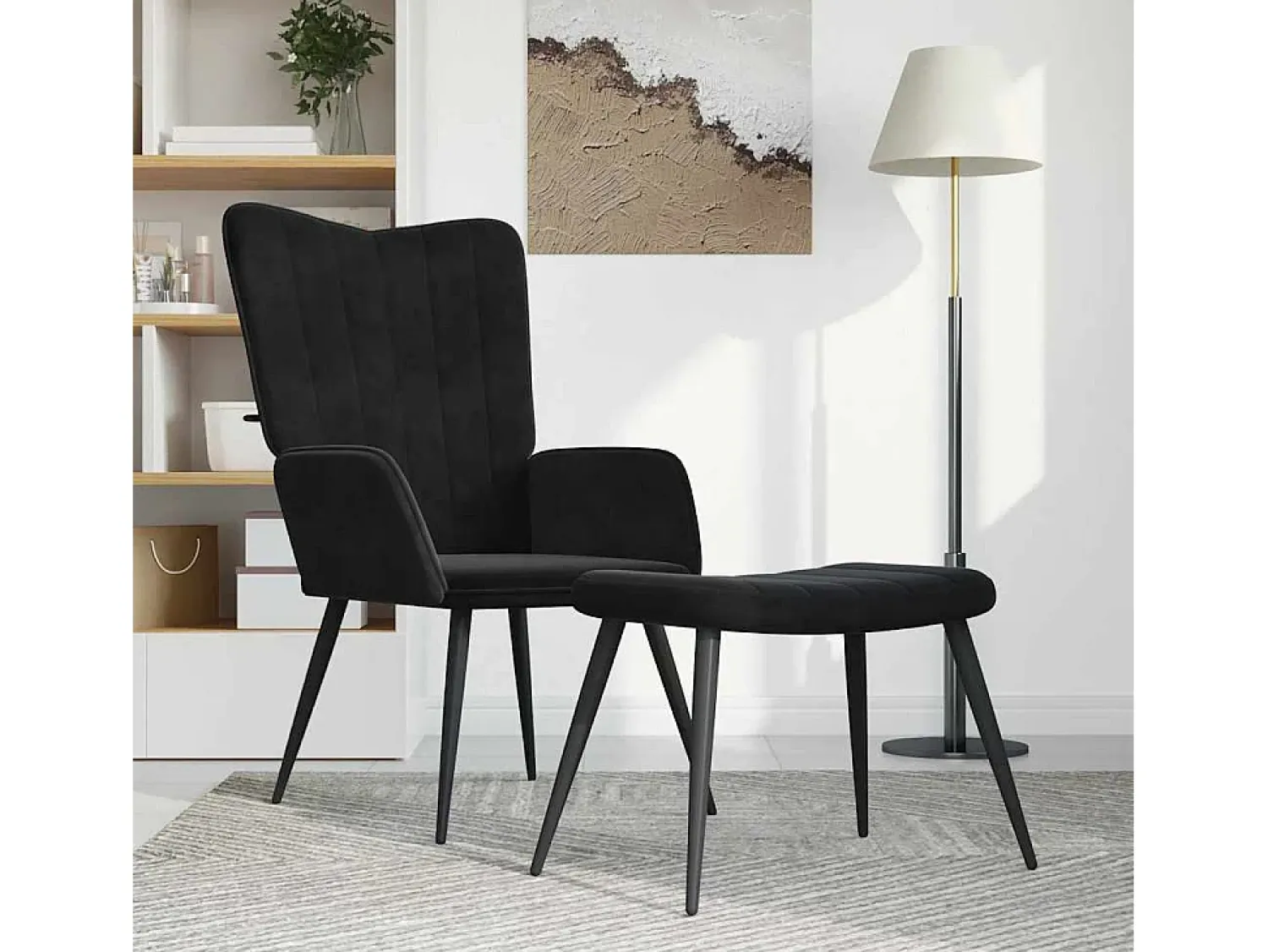 Poltrona| Poltrona | Cadeira Relax com banco veludo SHL952788 Preto