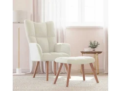 Poltrona| Poltrona | Cadeira Relax com banco veludo branco nata SHL928439 Creme