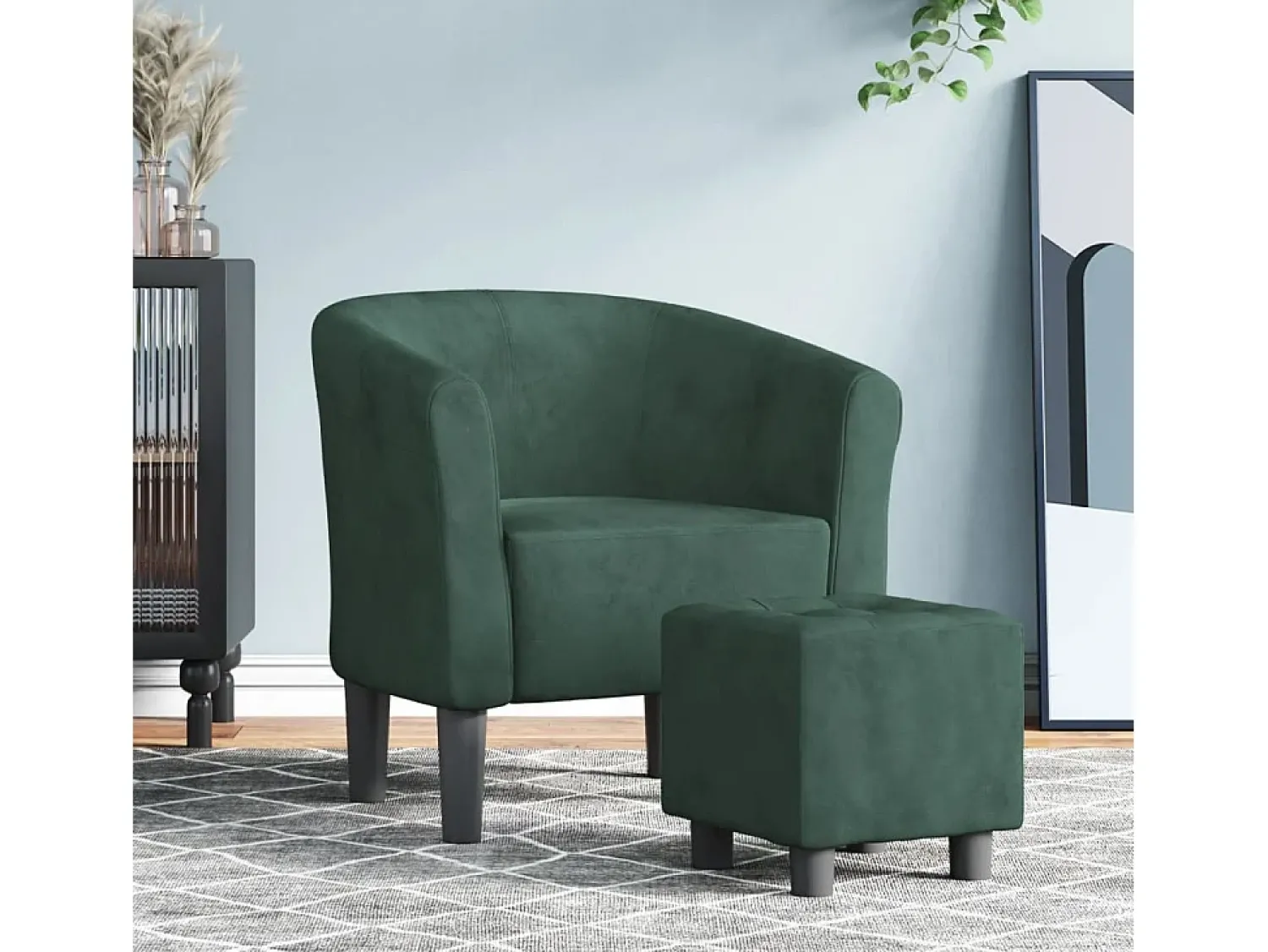 Poltrona* Poltrona | Cadeira Relax com apoio de pés veludo verde-escuro SHL776509 Verde pinho