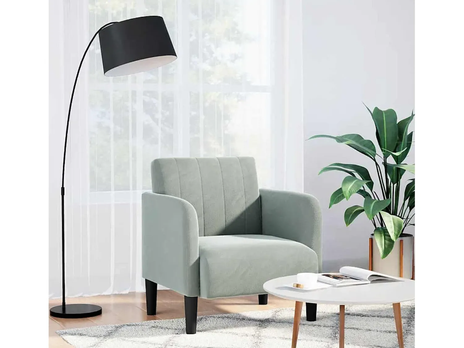 Poltrona | Cadeira Relax com apoio de braços 54 cm veludo -claro SHL181359^ Poltrona